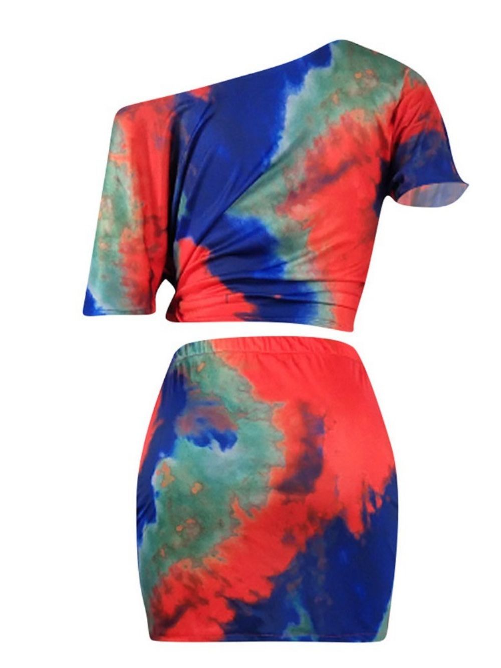 Sexy Tie-Dye Bodycon Damespak T-Shirt En Rok Tweedelige Sets