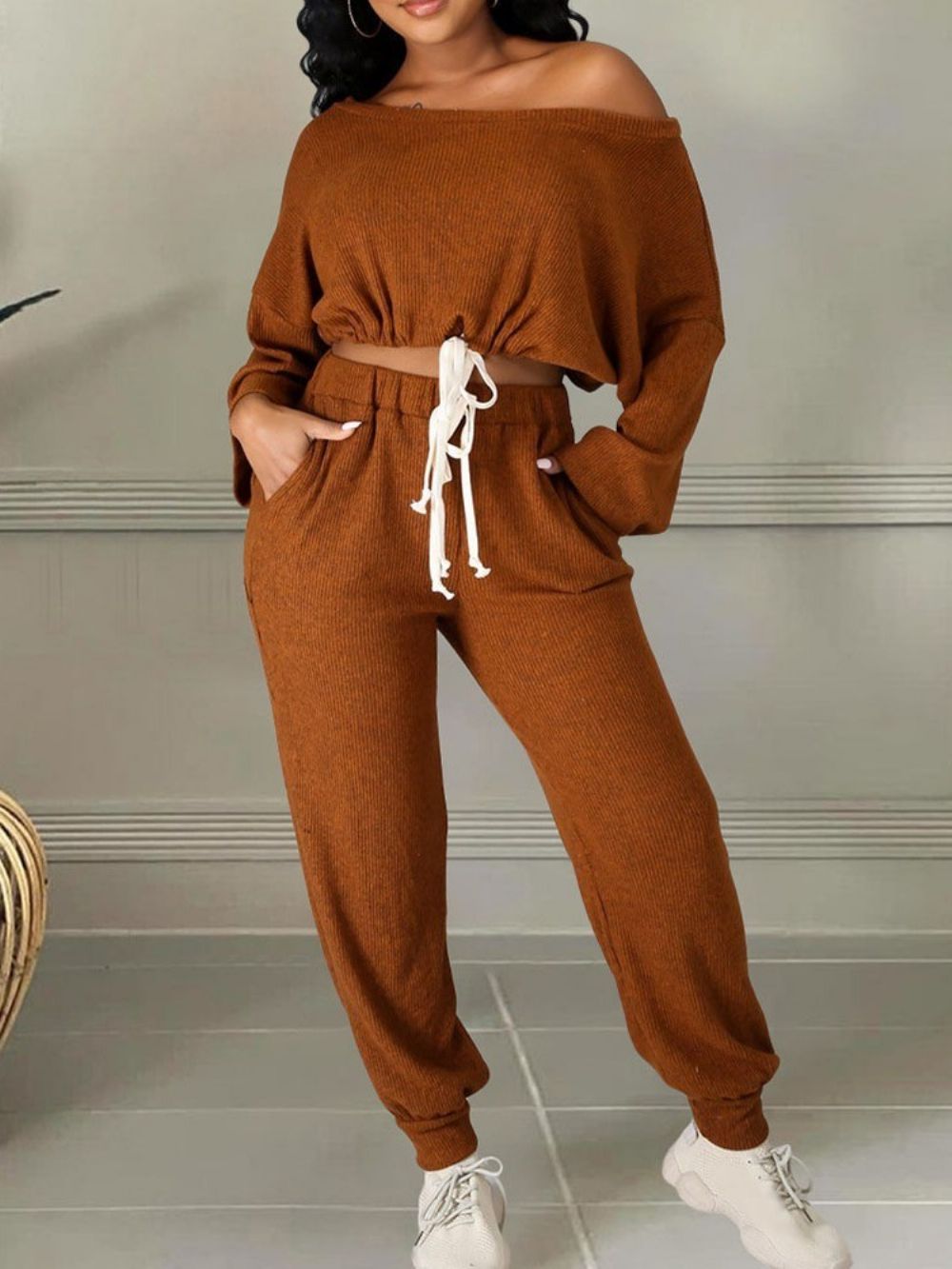 Zak Effen Enkellange Broek Pullover Potlood Broek Tweedelige Sets