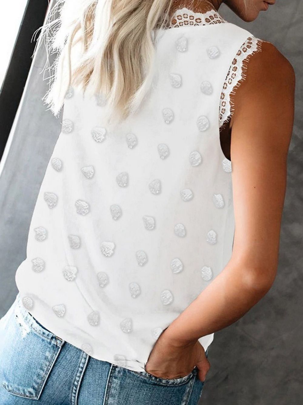 Patchwork Zomer Polyester Witte Standaard Tanktop Dames