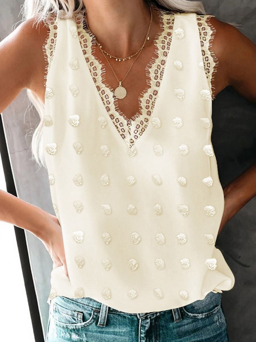 Patchwork Zomer Polyester Witte Standaard Tanktop Dames