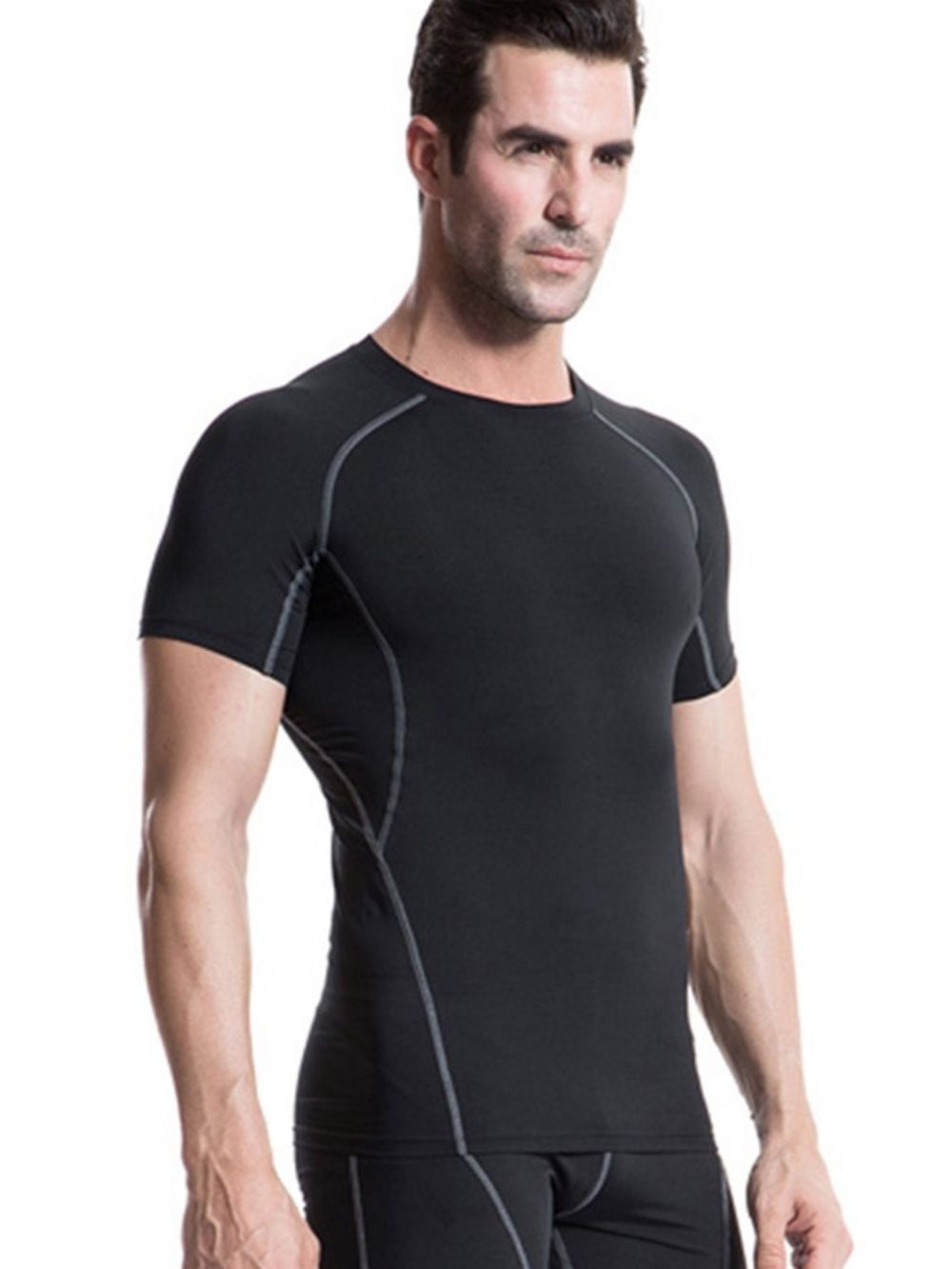 Anti-Zweet Polyester Sporttops Met Korte Mouwen Heren