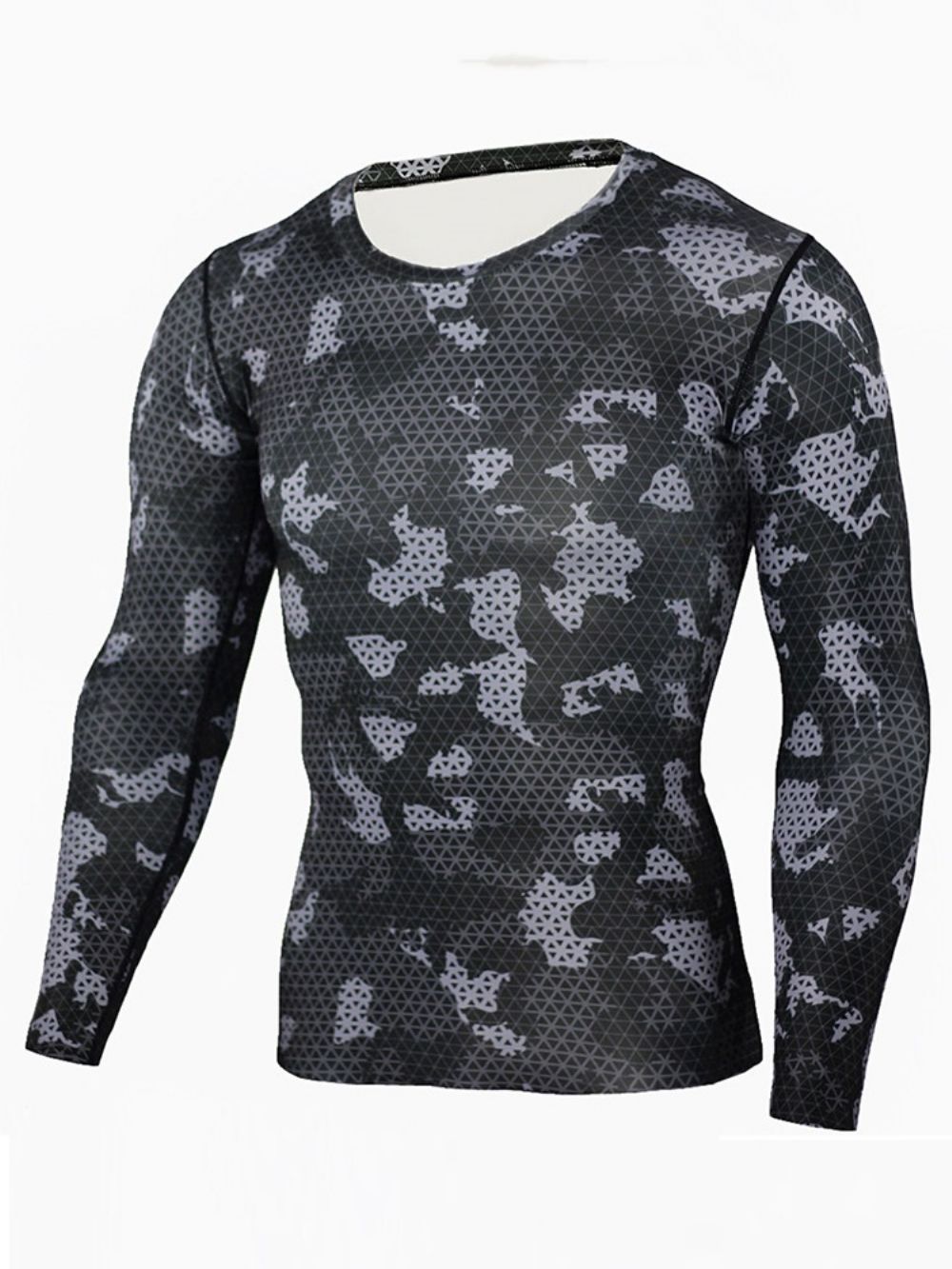 Camouflage Ademende Patchwork Sporttops Met Lange Mouwen Heren