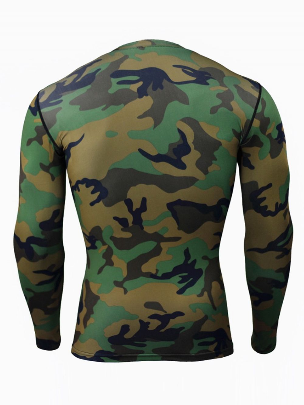 Camouflage Ademende Patchwork Sporttops Met Lange Mouwen Heren