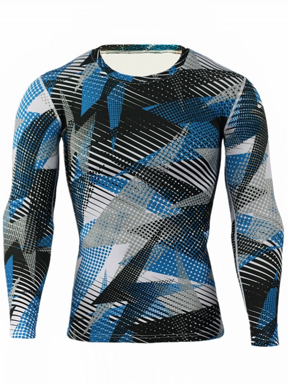 Camouflage Ademende Patchwork Sporttops Met Lange Mouwen Heren