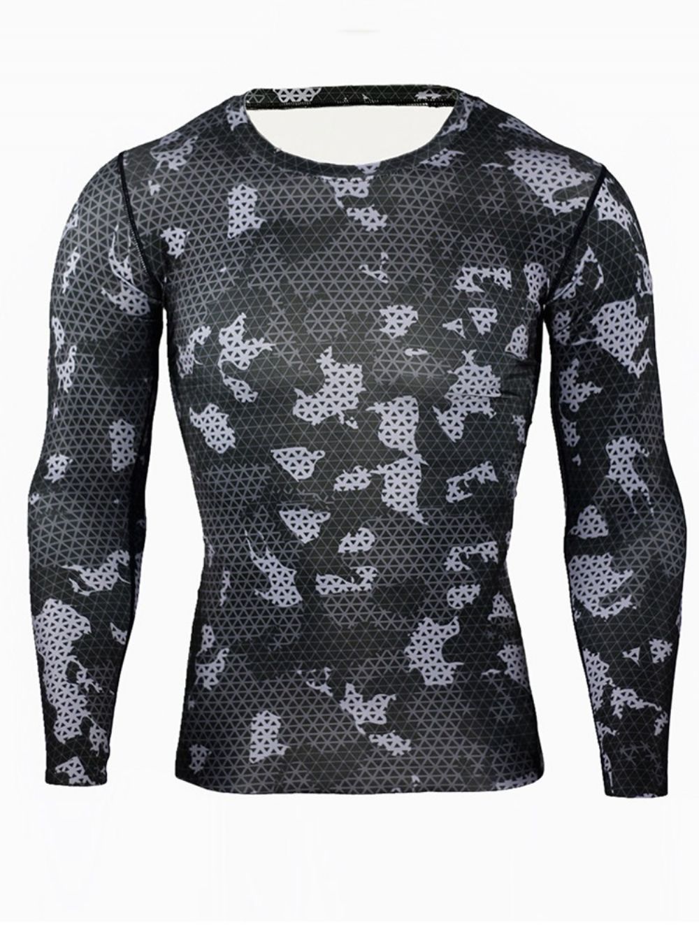 Camouflage Ademende Patchwork Sporttops Met Lange Mouwen Heren