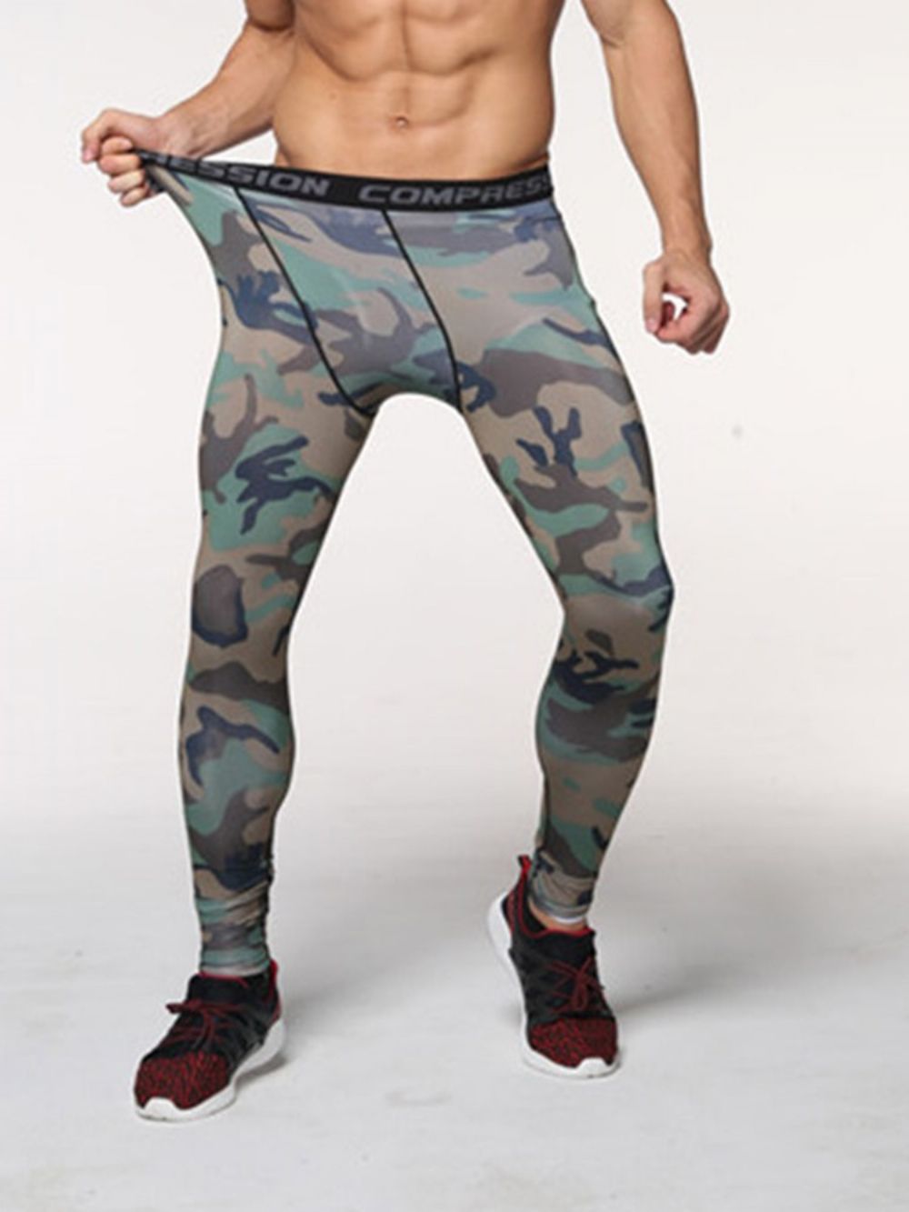 Enkellange Sportbroek Met Camouflageprint Heren