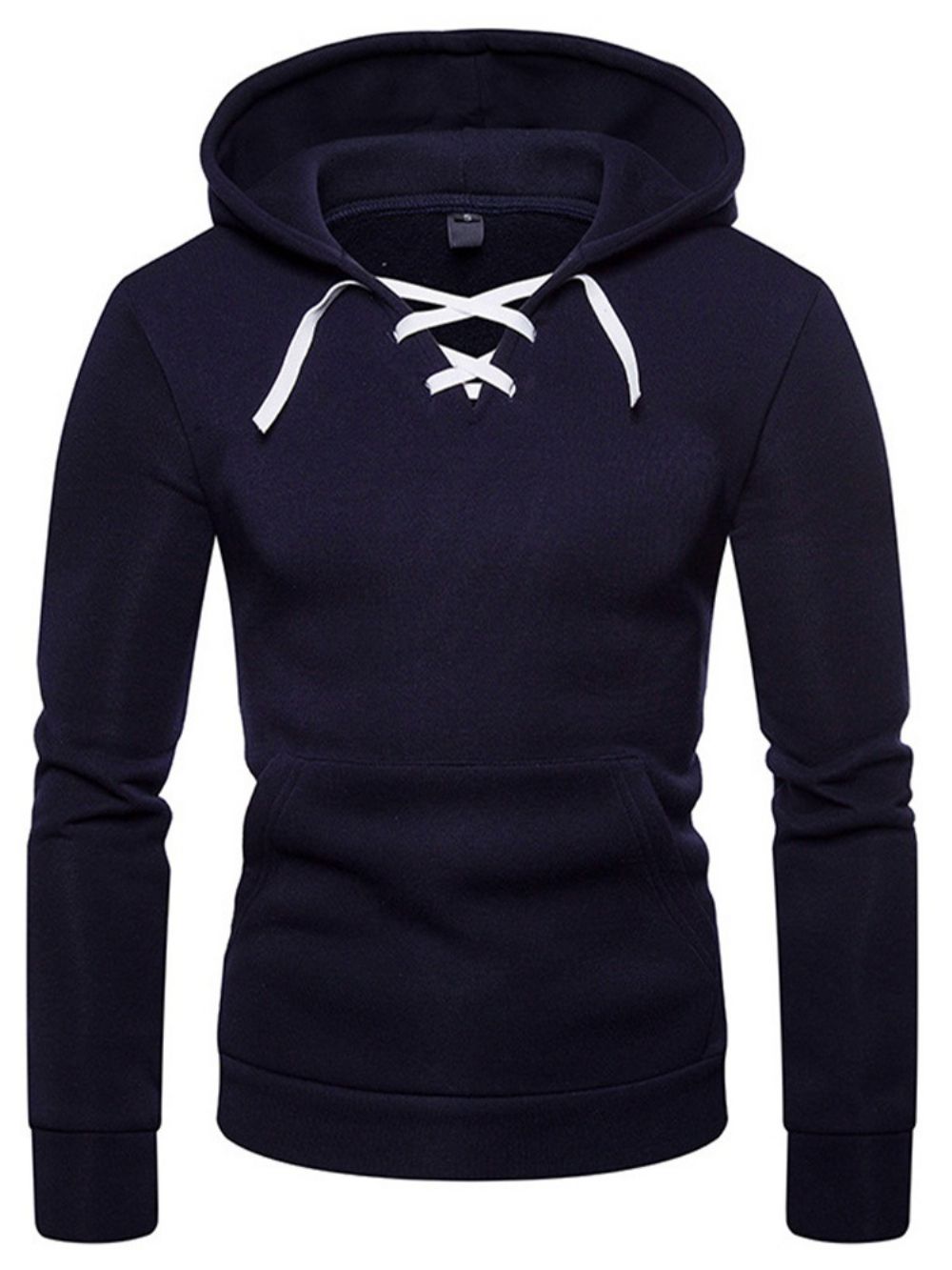 Casual Herenhoodies Met Effen Veters En Capuchon