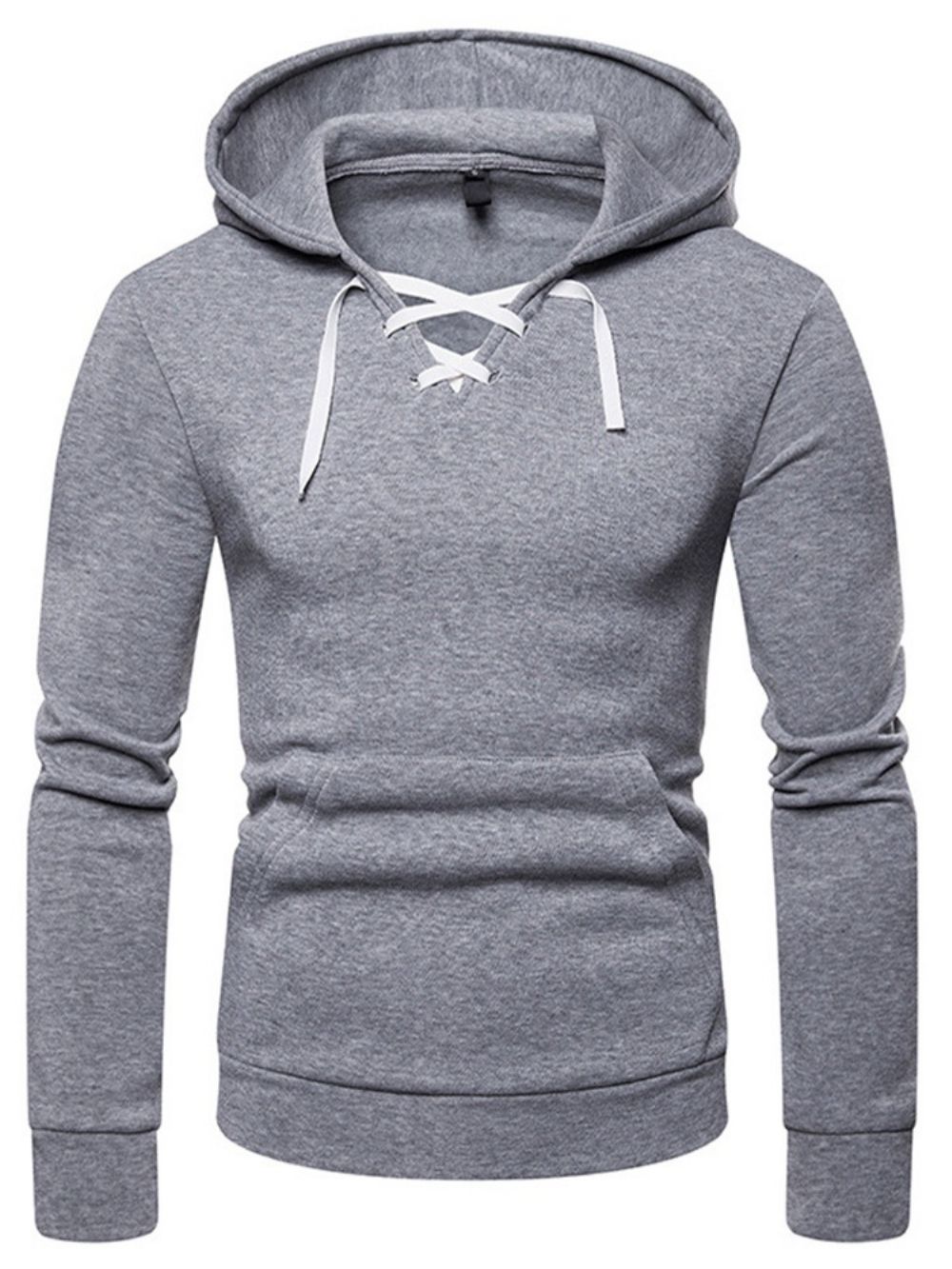 Casual Herenhoodies Met Effen Veters En Capuchon