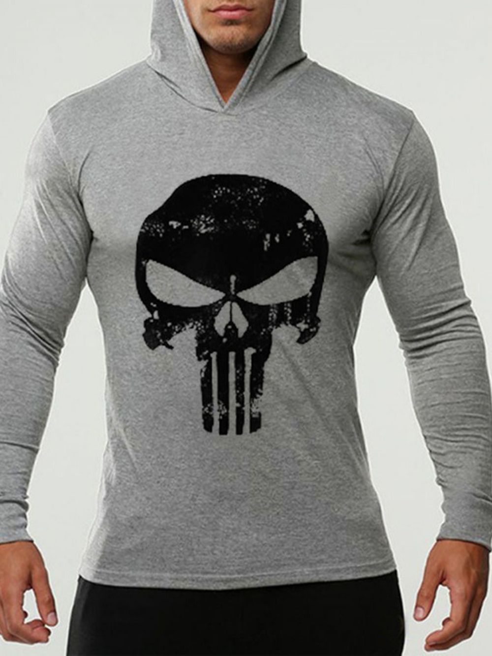 Dunne Skull Slim-Herenpulloverhoodies Met Print