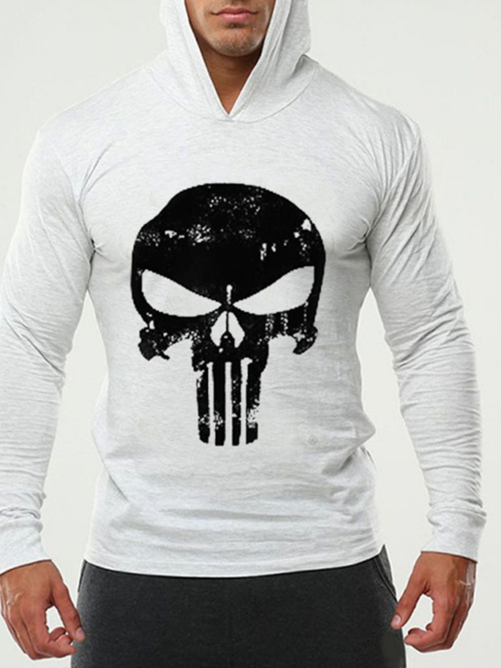 Dunne Skull Slim-Herenpulloverhoodies Met Print