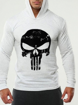 Dunne Skull Slim-Herenpulloverhoodies Met Print