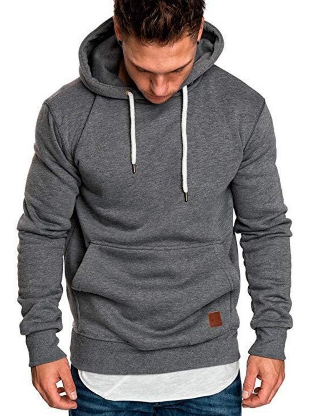 Effen Capuchon Pullover Lace Up Casual Hoodies Heren