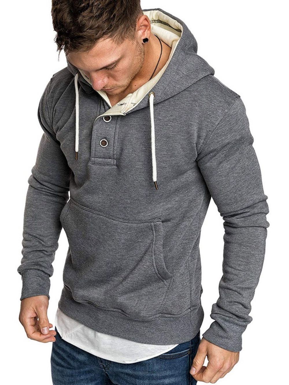 Effen Fleece Pullover Casual Hoodies Heren