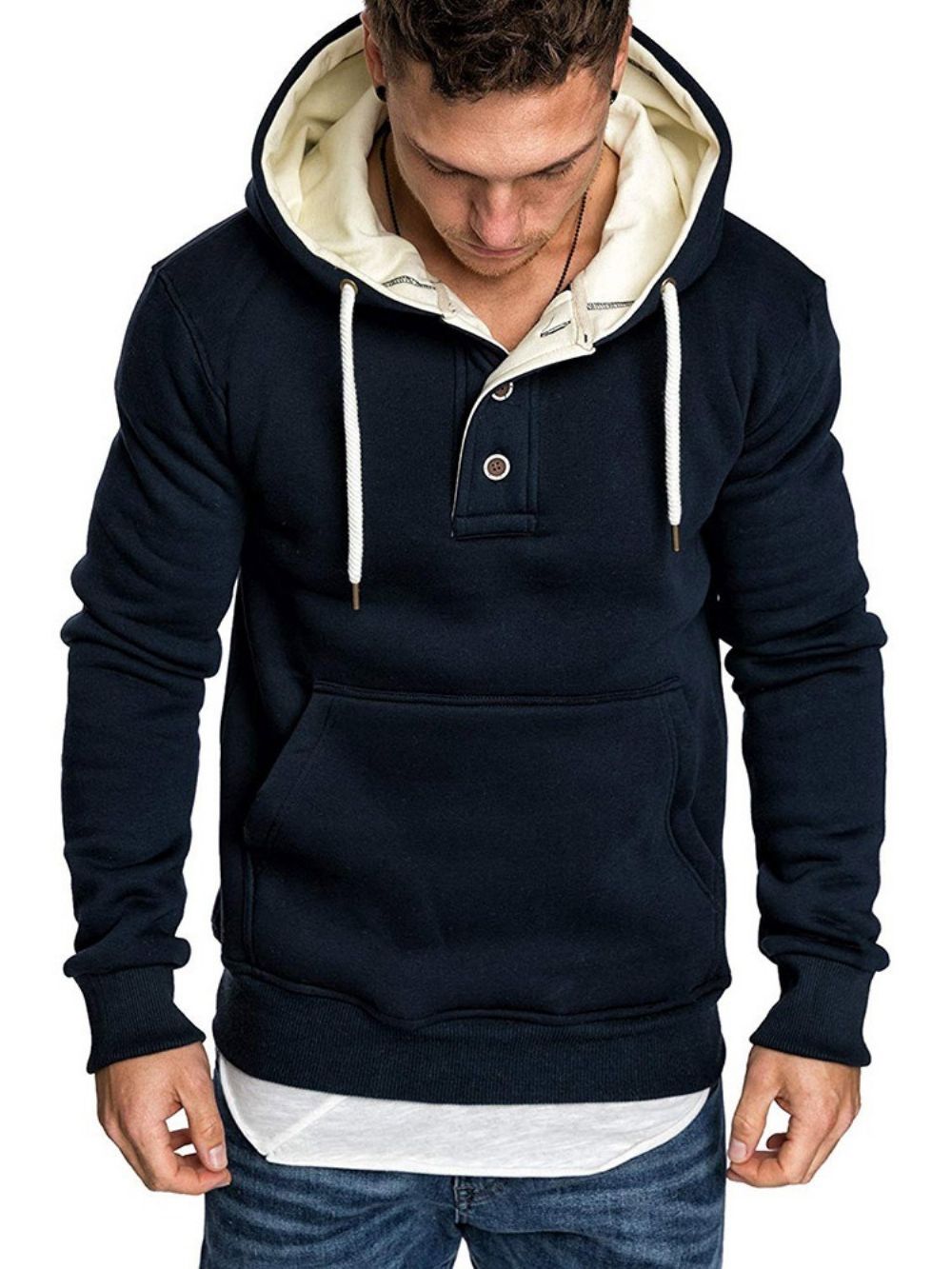 Effen Fleece Pullover Casual Hoodies Heren