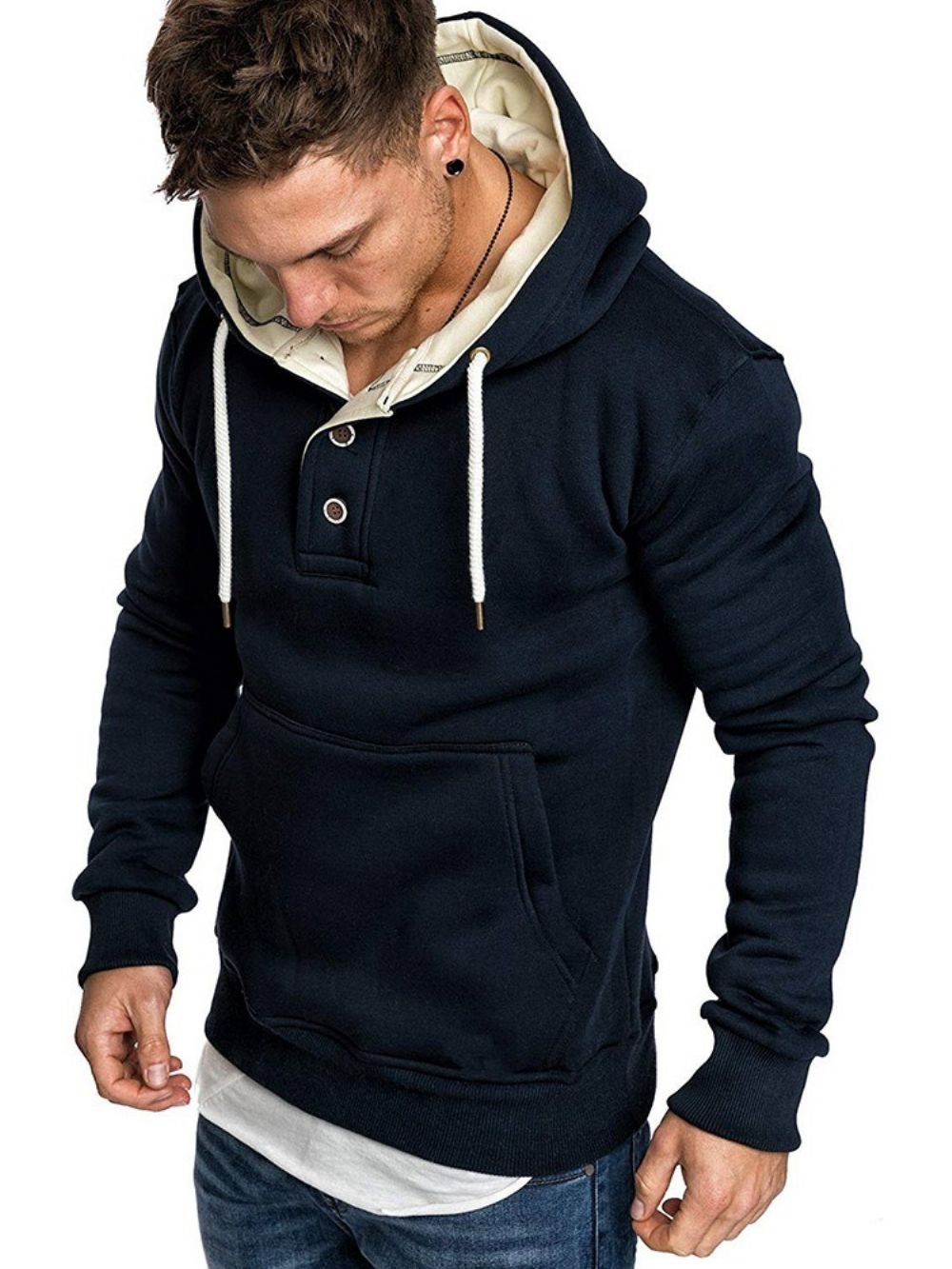 Effen Fleece Pullover Casual Hoodies Heren