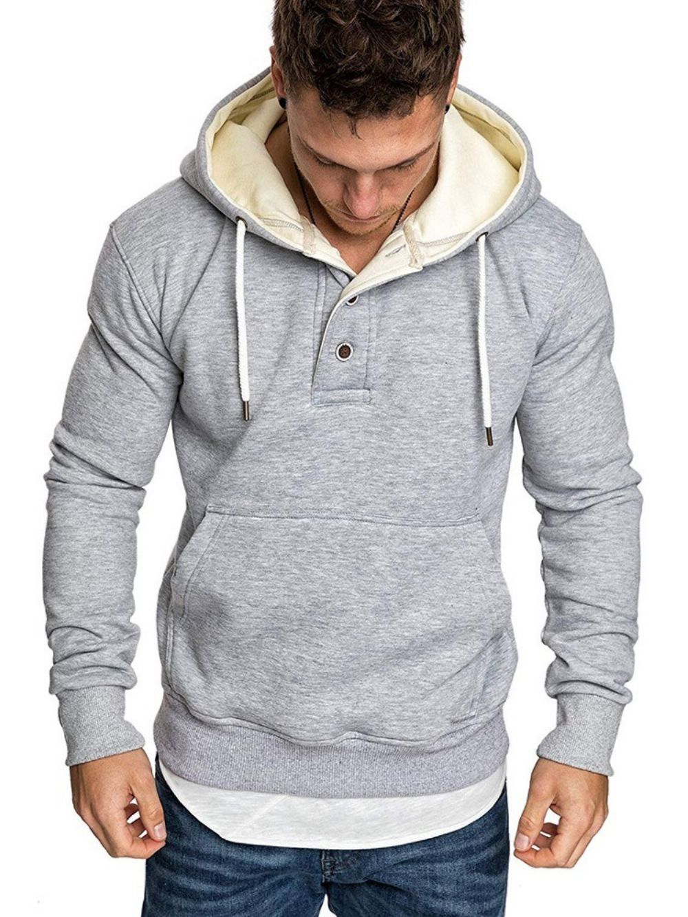 Effen Fleece Pullover Casual Hoodies Heren