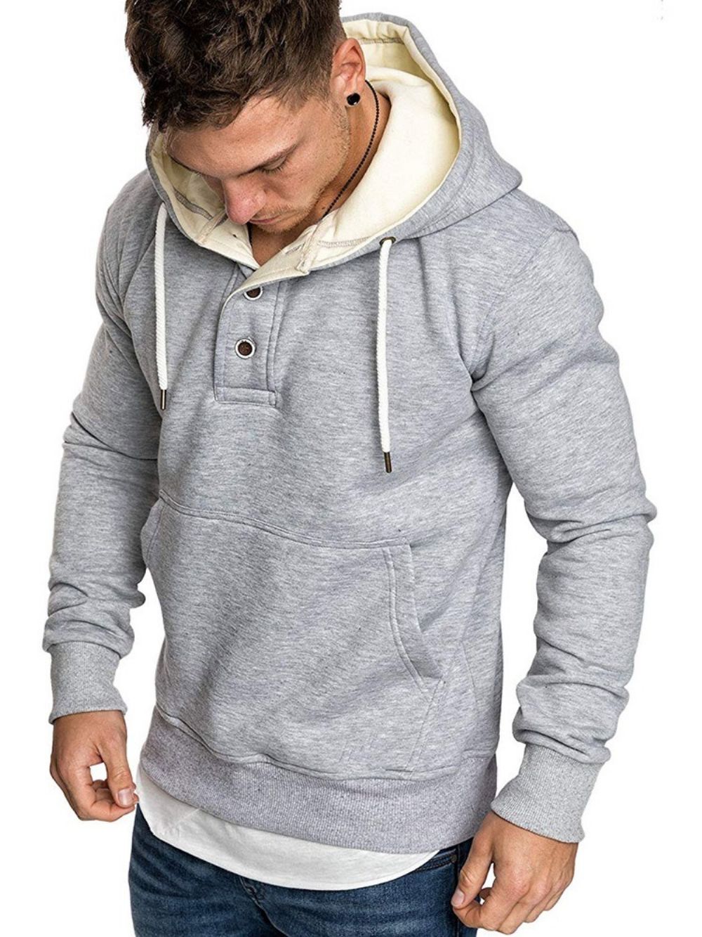 Effen Fleece Pullover Casual Hoodies Heren