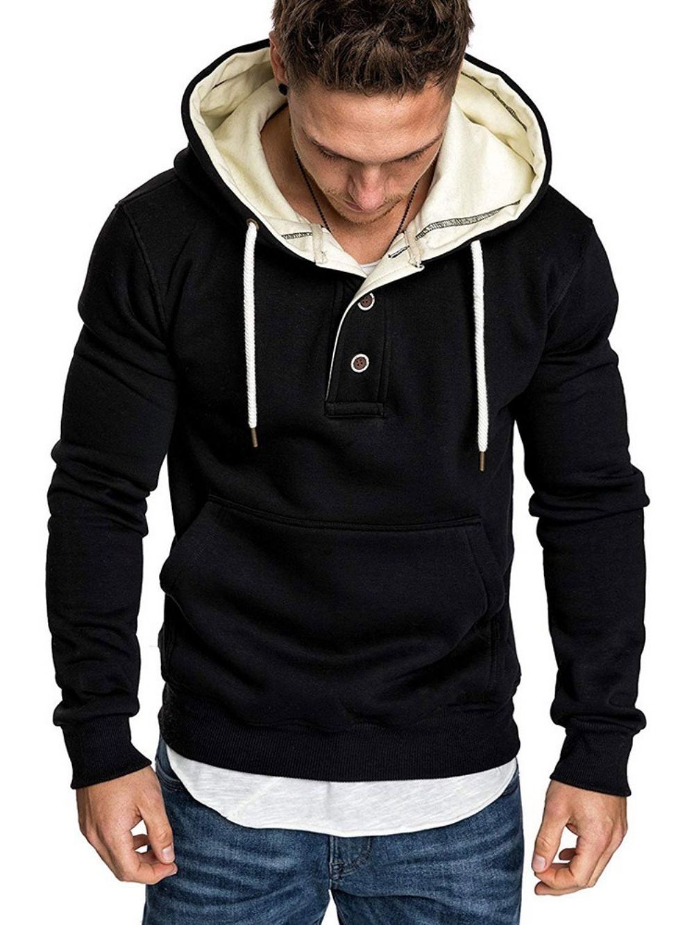 Effen Fleece Pullover Casual Hoodies Heren