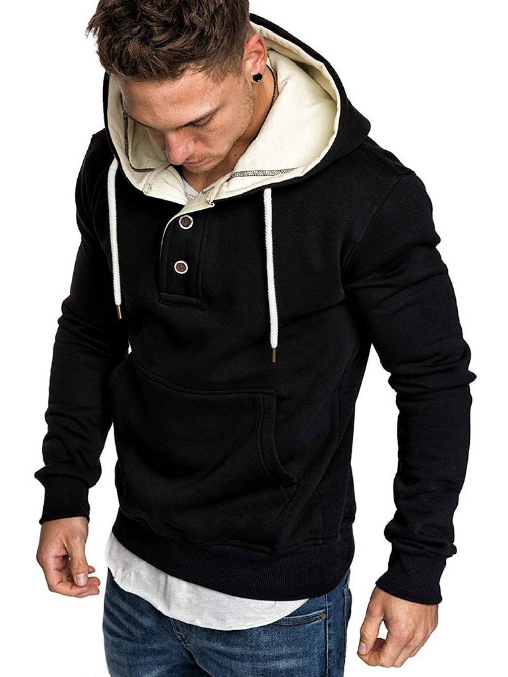 Effen Fleece Pullover Casual Hoodies Heren