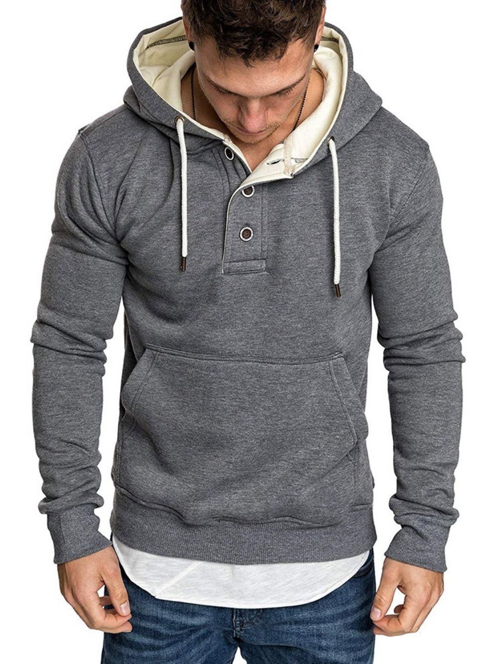 Effen Fleece Pullover Casual Hoodies Heren