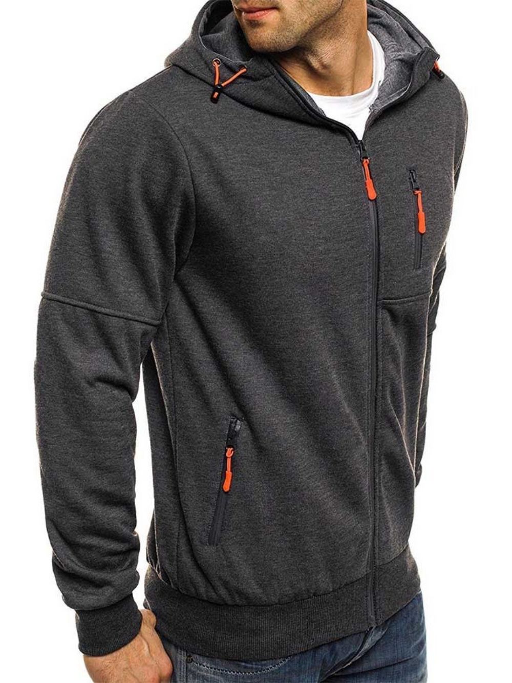 Hoodies Heren In Effen Kleur Met Rits