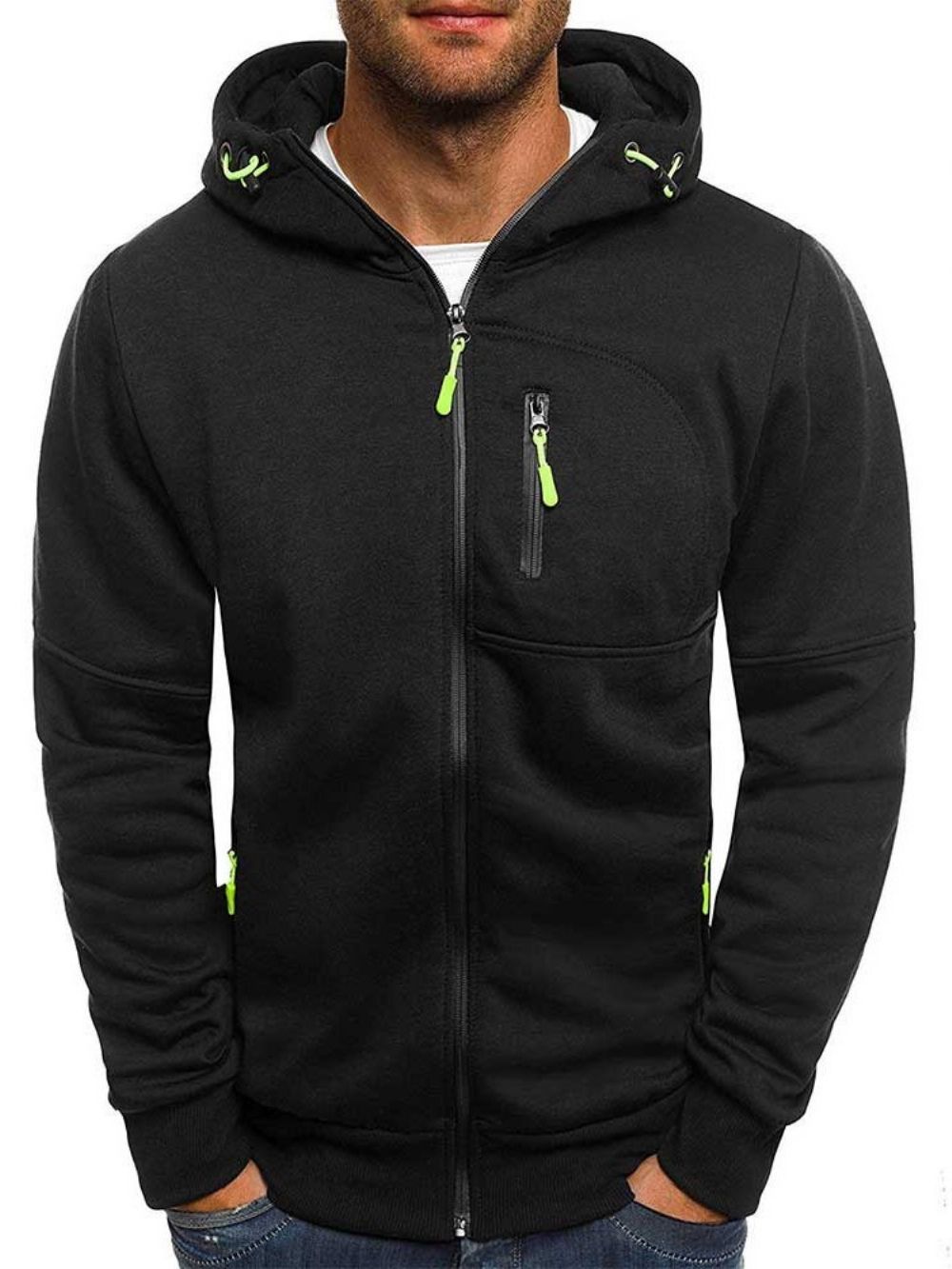 Hoodies Heren In Effen Kleur Met Rits