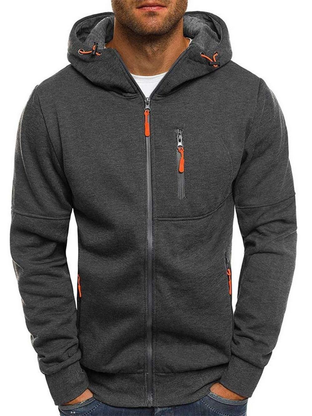 Hoodies Heren In Effen Kleur Met Rits