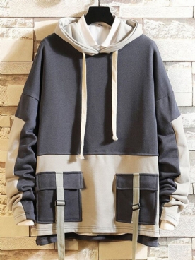 Patchwork Color Block Pullover Lente Losse Hoodies