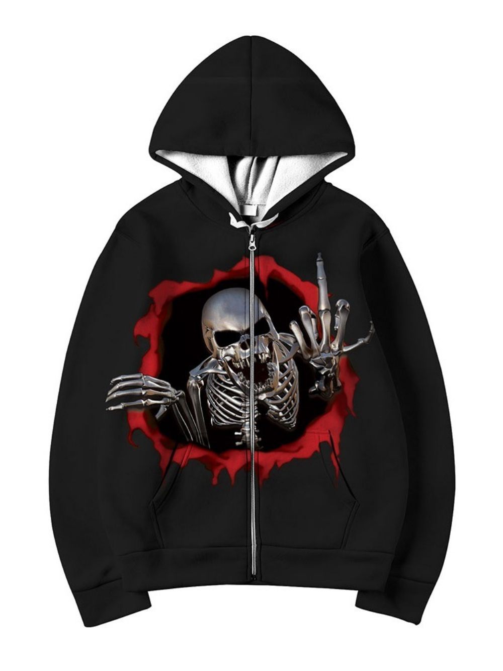 Pocket Skull Cardigan Herfst Europese Hoodies