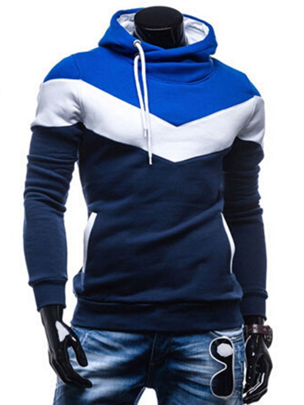 Slim Fit Herenhoodie Met Patchwork Kleurblokken