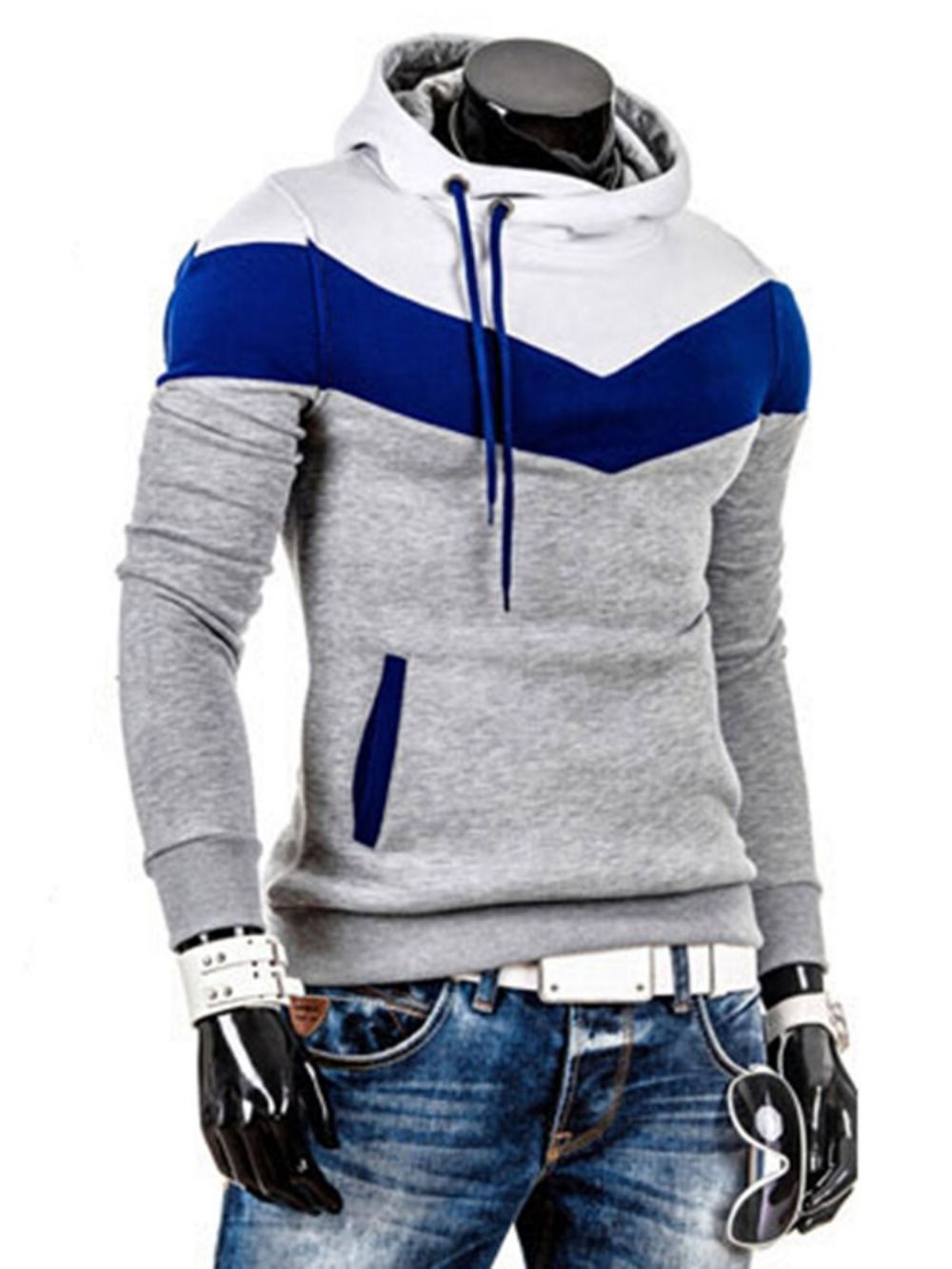 Slim Fit Herenhoodie Met Patchwork Kleurblokken