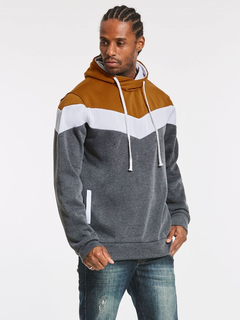 Slim Fit Herenhoodie Met Patchwork Kleurblokken