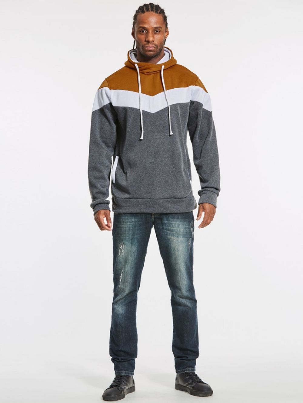 Slim Fit Herenhoodie Met Patchwork Kleurblokken