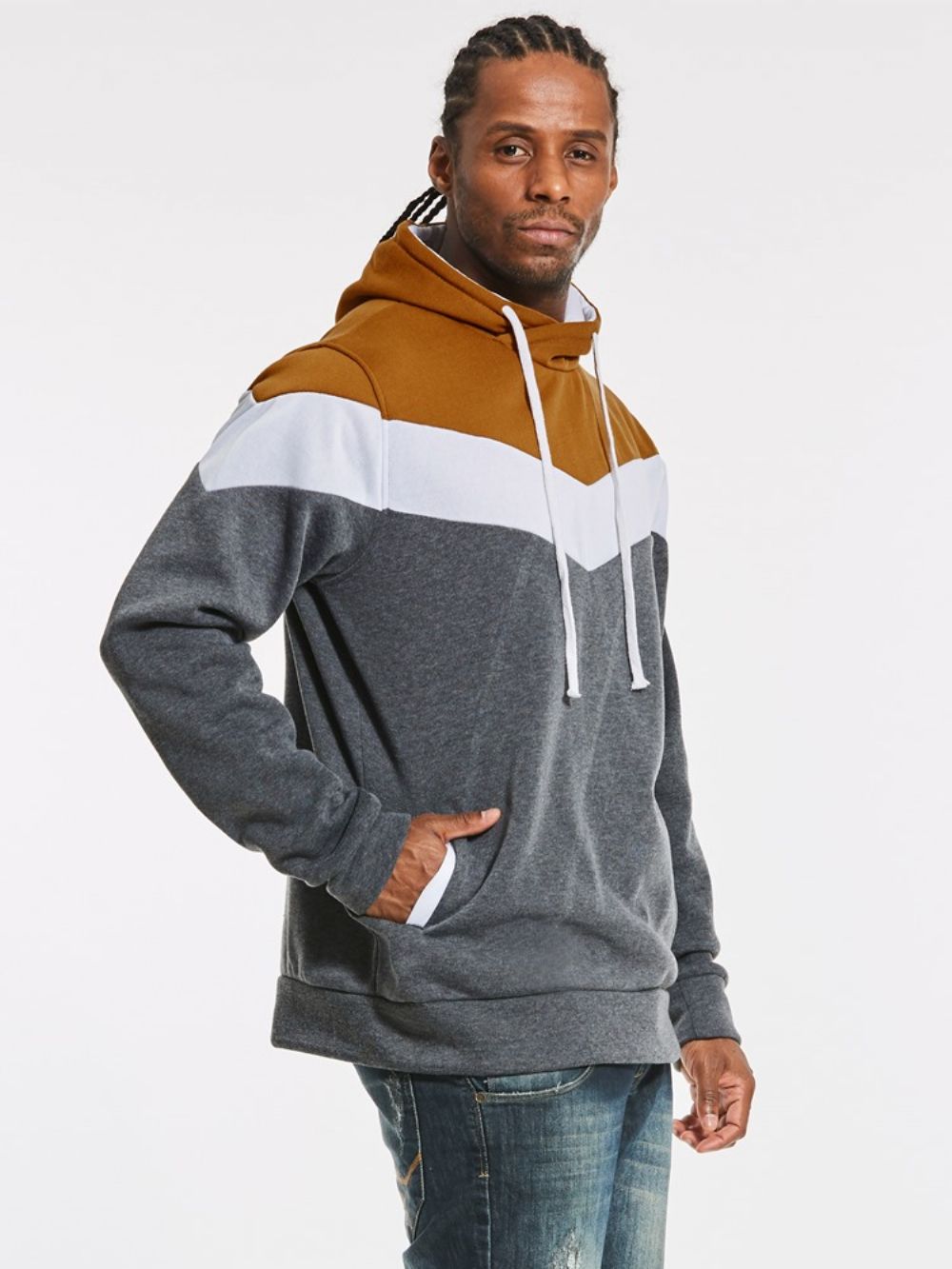 Slim Fit Herenhoodie Met Patchwork Kleurblokken