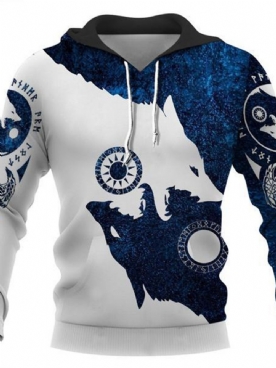 Slim-Fit Hoodie Heren Met Pulloverprint