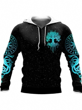 Trui In Viking-Stijl Met Print En Kleurblokken Wintertrui Hoodies