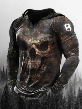 Trui Met Schedelprint Slim Pullover-Hoodies