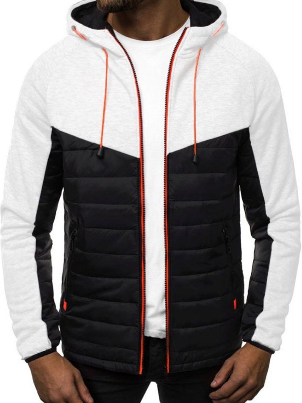 Vest Patchwork Casual Hoodies Met Kleurblokken En Capuchon