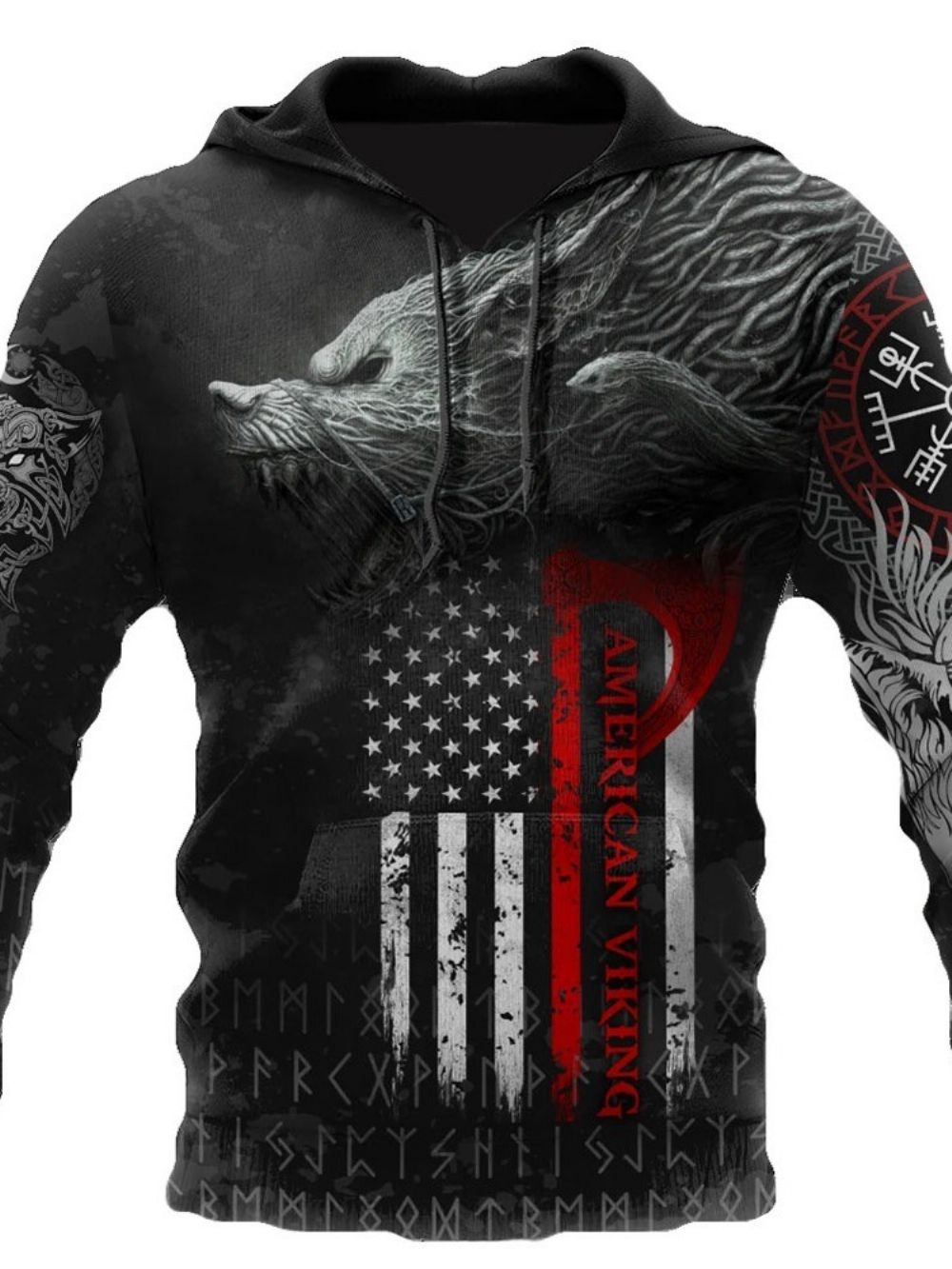 Viking-Stijl Pullover Print Lente Slim Hoodies