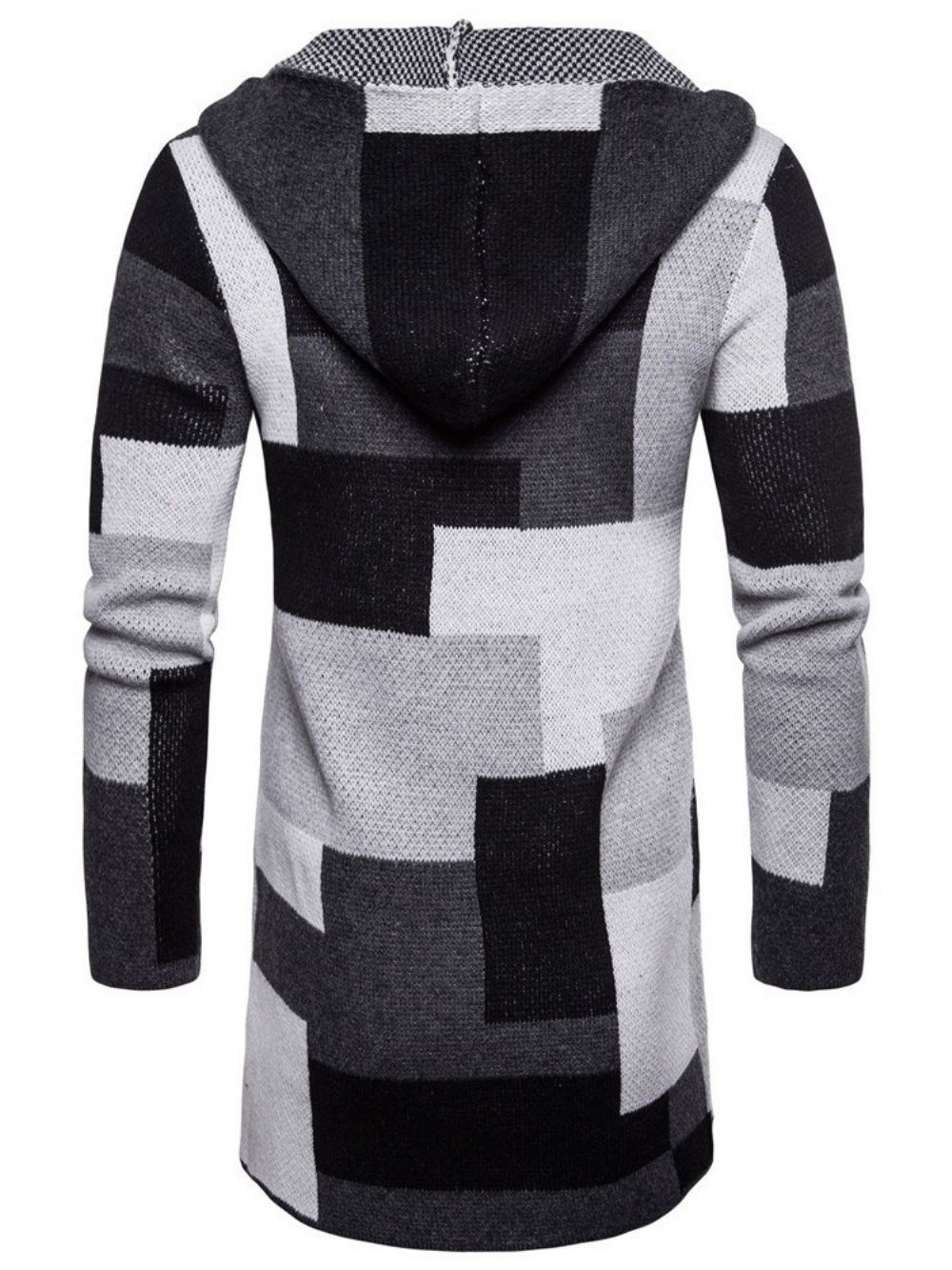 Halflange Patchwork-Wintervestsweaters Met Capuchon Heren