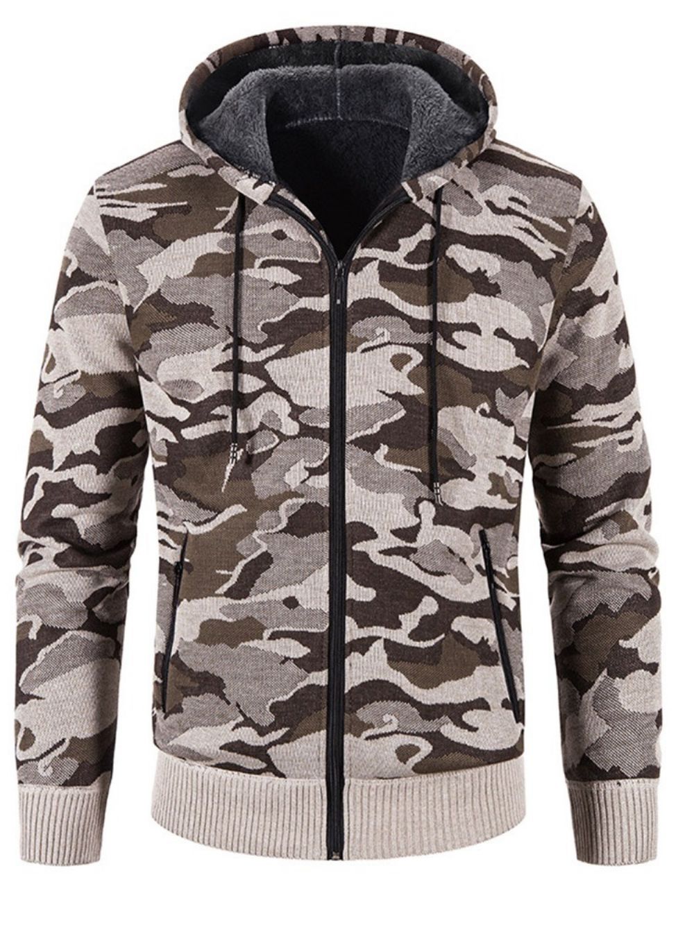 Pocket Camouflage Hooded Rits Mode Herensweater