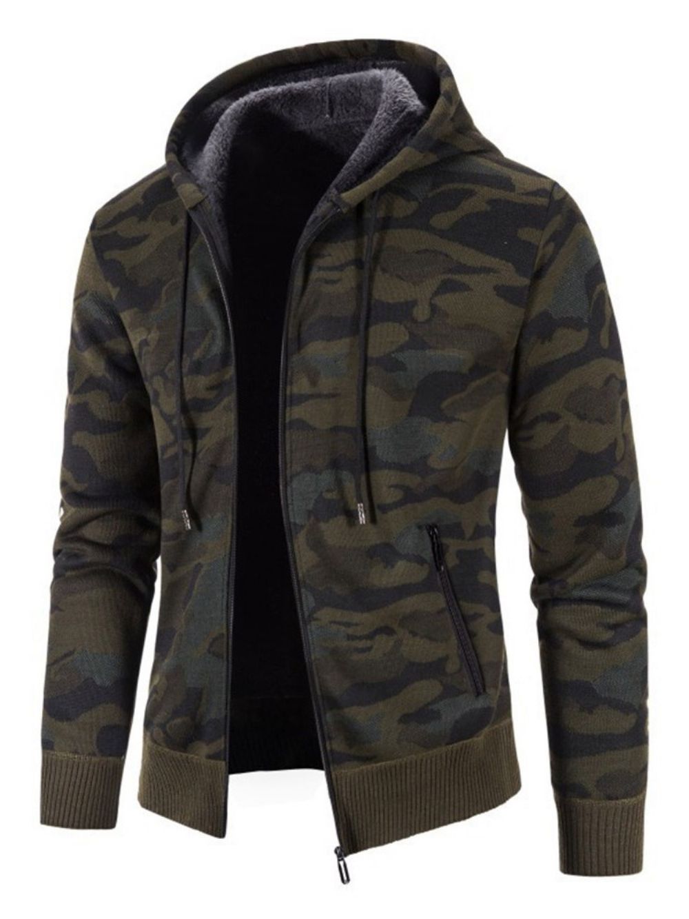 Pocket Camouflage Hooded Rits Mode Herensweater