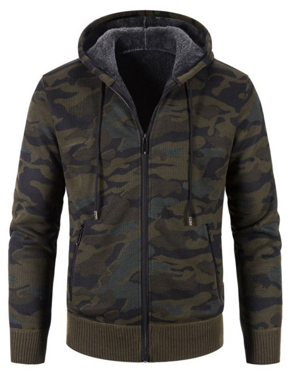 Pocket Camouflage Hooded Rits Mode Herensweater