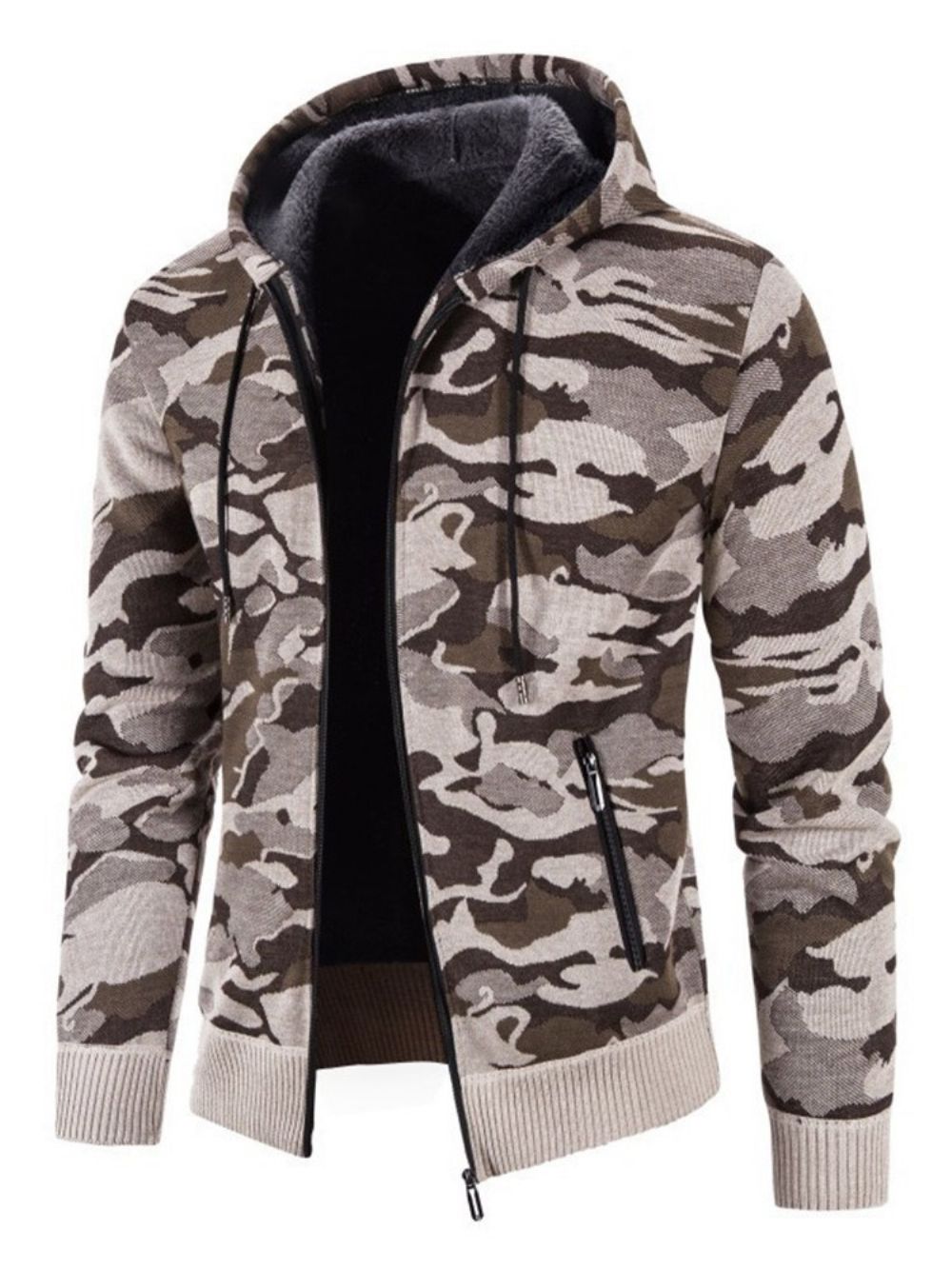 Pocket Camouflage Hooded Rits Mode Herensweater