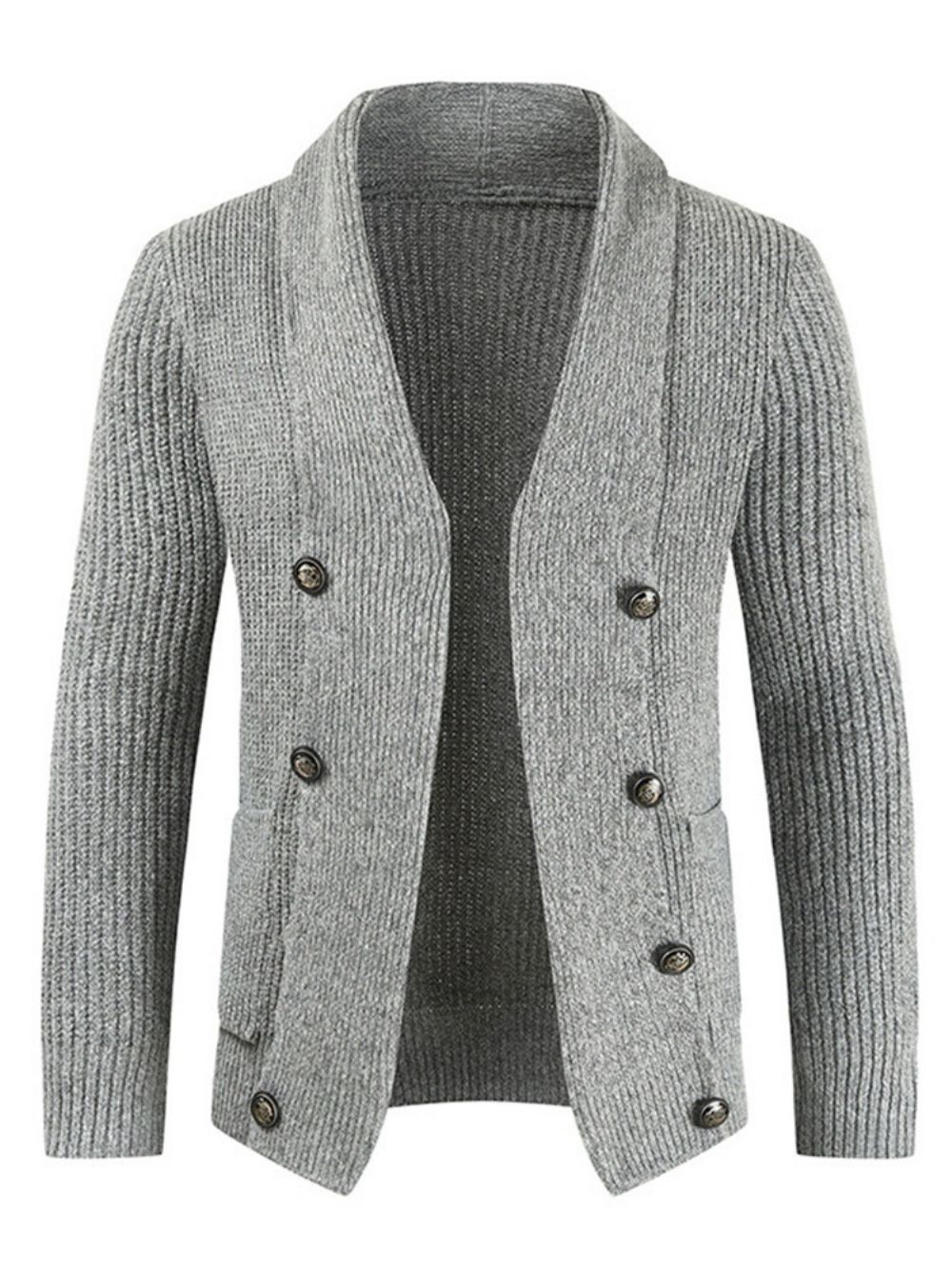 Standaard Effen Herfstsweater Met Revers