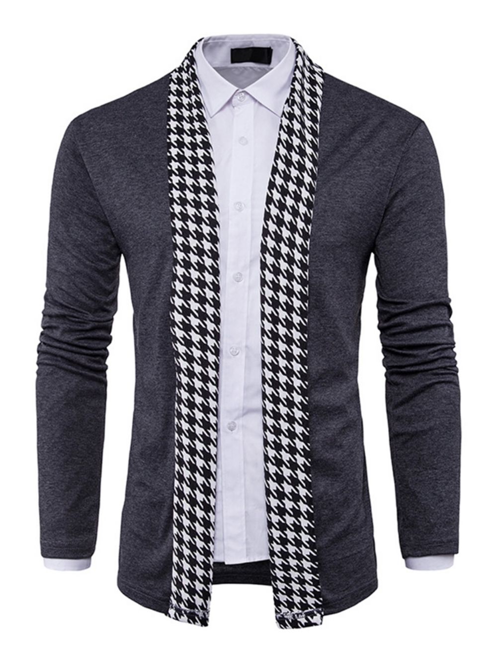 Standaard Houndstooth Slim Fall-Herensweater