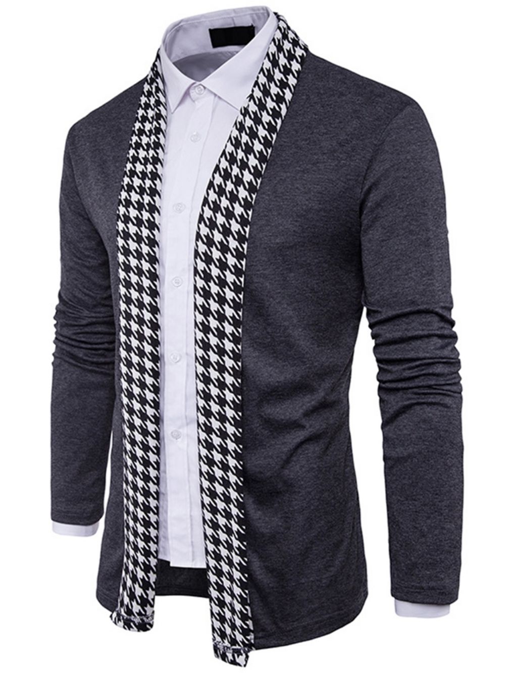 Standaard Houndstooth Slim Fall-Herensweater