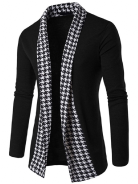 Vogue Houndstooth Patchwork-Vest Gebreide Herenkleding