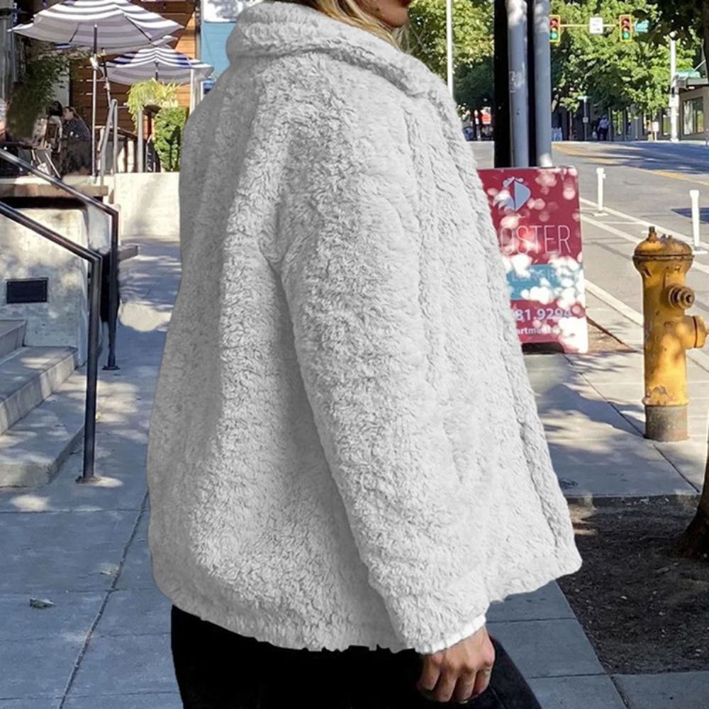 Fleece Winterjack Met Lange Mouwen En Rechte Revers