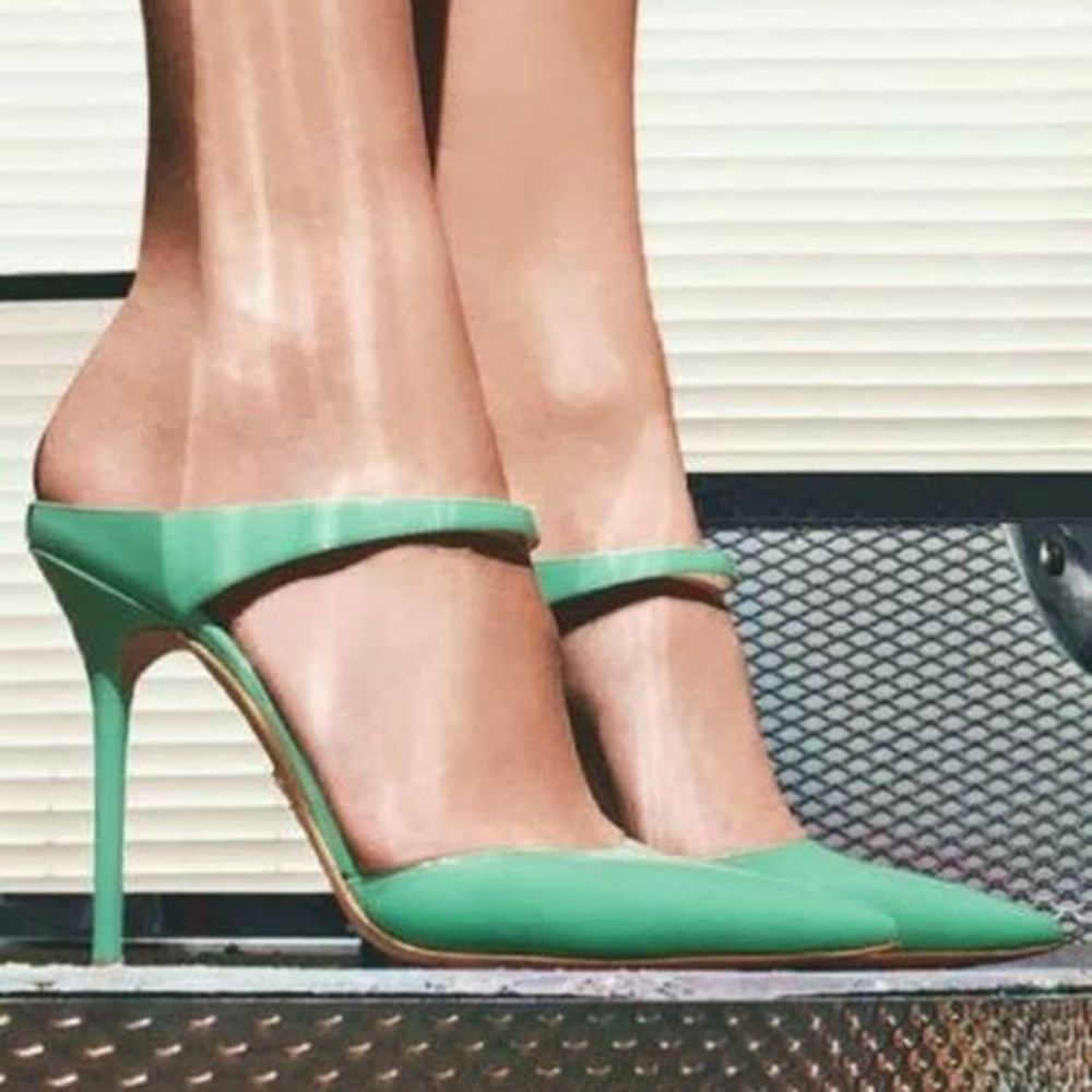 Groene Gesloten Teen Effen Stiletto Mules Schoenen